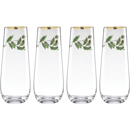 레녹스 Lenox Holiday 4 Piece Stemless Wine Glasses