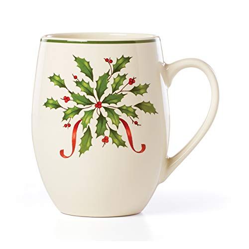 레녹스 Lenox Holiday Cocoa Mug, 1.05 LB, Red & Green