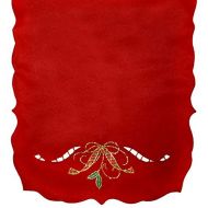 Lenox Holiday Nouveau Red Cutwork 90 X 14 Table Runner with Tartan Ribbon