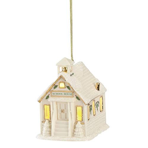 레녹스 Lenox 883293 Christmas Village Schoolhouse Lighted Ornament