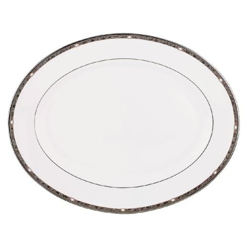 레녹스 Lenox Pearl Platinum 16 Oval Serving Platter, White