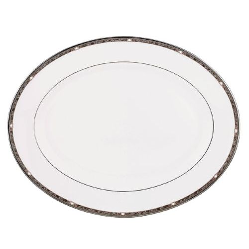 레녹스 Lenox Pearl Platinum 16 Oval Serving Platter, White