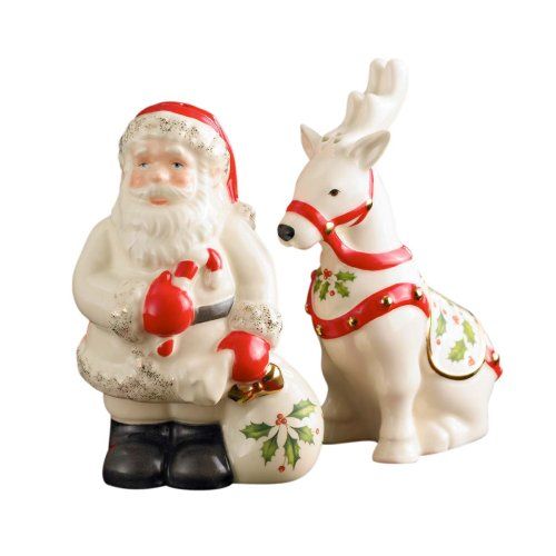 레녹스 Lenox Holiday Santa & Reindeer Salt & Pepper Set