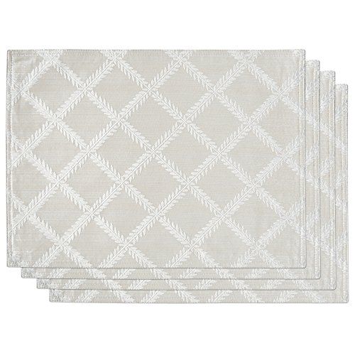 레녹스 Lenox Laurel Leaf Set of 4 Placemats, Platinum