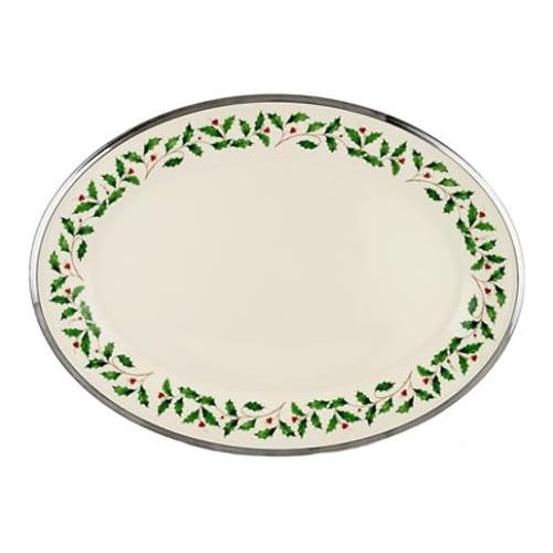 레녹스 Lenox Holiday Platinum Ivory China 16 Oval Platter