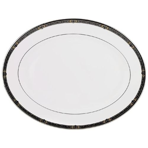 레녹스 Lenox Vintage Jewel Platinum Banded Bone China Oval Platter, 16 in