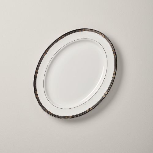 레녹스 Lenox Vintage Jewel Platinum Banded Bone China Oval Platter, 16 in