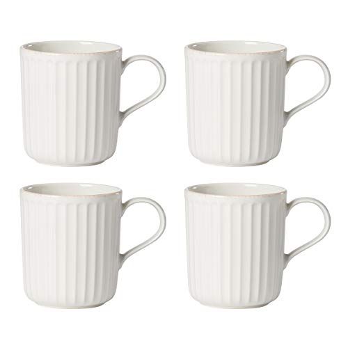 레녹스 Lenox French Perle Scallop 4 Piece Mug Set, 3.30 LB, White