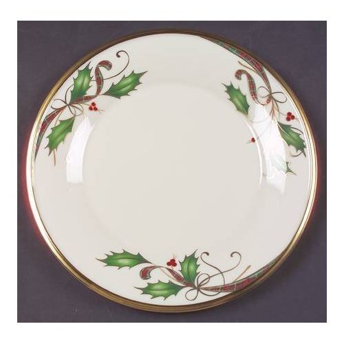 레녹스 Lenox Holiday Nouveau Gold Accent Luncheon Plate, Fine China Dinnerware