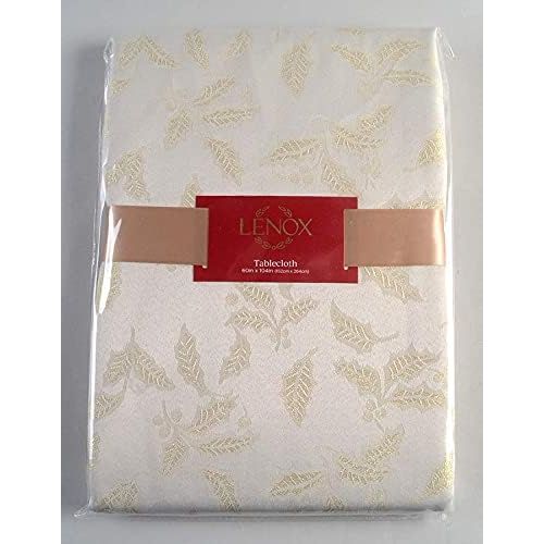 레녹스 Lenox Holiday Holly Damask Shimmer Collection Tablecloth (Oblong 60X104)