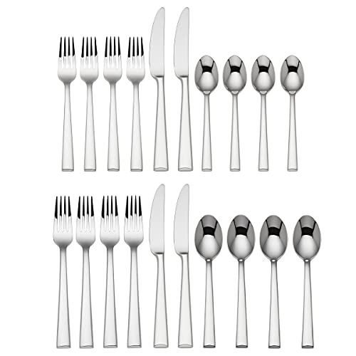 레녹스 Lenox Continental Dining 20 Piece Flatware Set, 4.05 LB, Metallic