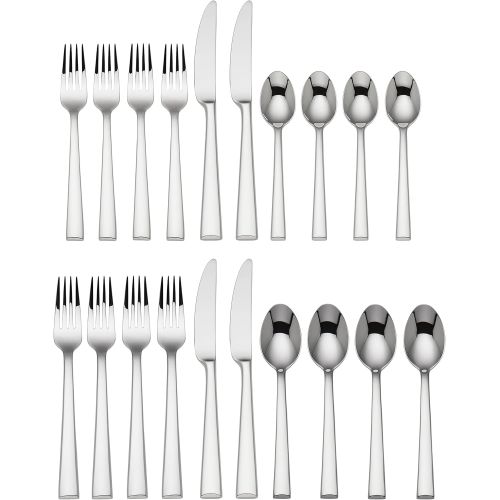 레녹스 Lenox Continental Dining 20 Piece Flatware Set, 4.05 LB, Metallic