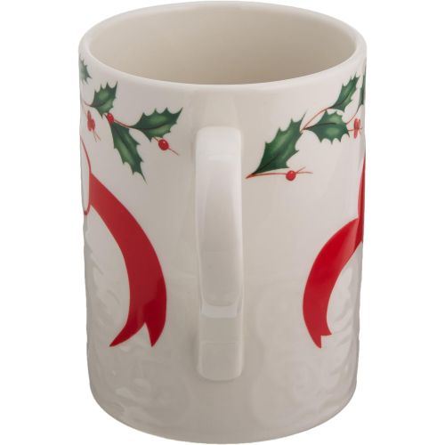 레녹스 Lenox Holiday Carved Mugs (Set of 4), Ivory