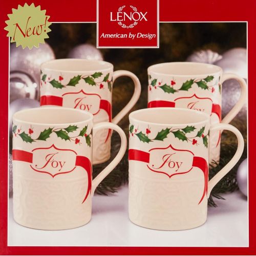 레녹스 Lenox Holiday Carved Mugs (Set of 4), Ivory