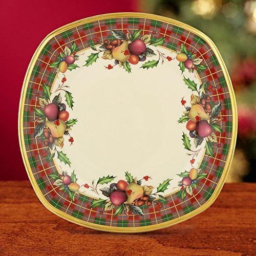 레녹스 Lenox Holiday Tartan Square Soup Pasta Bowl Christmas Ivory Bone China