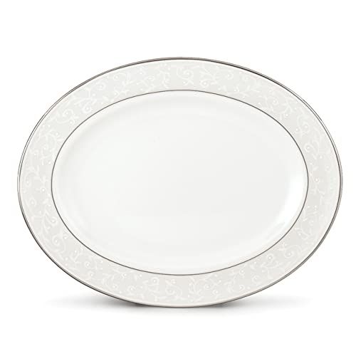 레녹스 Lenox Opal Innocence 13 Oval Serving Platter, White