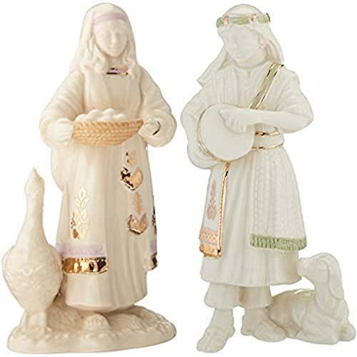 레녹스 Lenox 879302 First Blessing Nativity Goose and Girl and 879301 First Blessing Nativity Drummer Boy Figurine