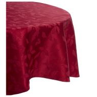 Lenox Holly Damask Tablecloth, 70 Inch Round, Red