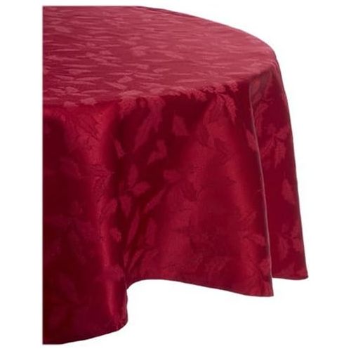 레녹스 Lenox Holly Damask Tablecloth, 70 Inch Round, Red