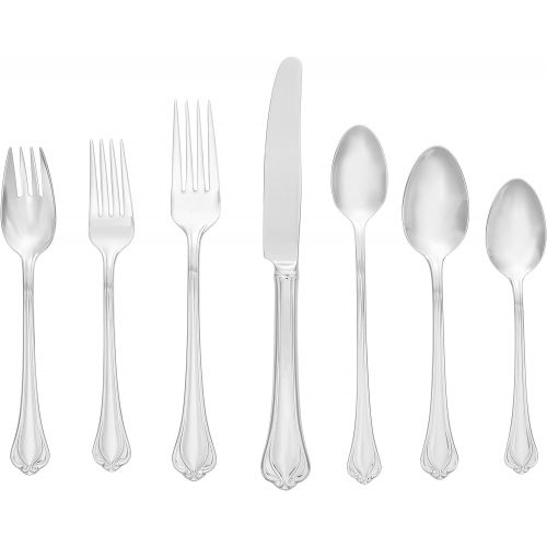 레녹스 Lenox Alcott 89 Piece Flatware Set, 11.75 LB, Metallic