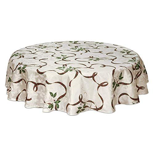 레녹스 Lenox Holiday Nouveau Ribbon Tablecloth 52 x 70 Oblong Holiday Christmas Tablecloth, 52 x 70