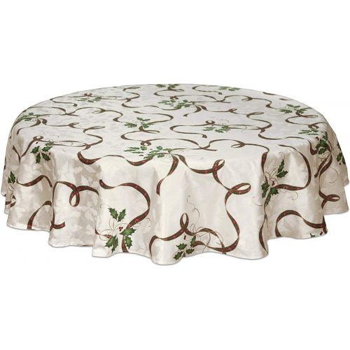 레녹스 Lenox Holiday Nouveau Ribbon Tablecloth 52 x 70 Oblong Holiday Christmas Tablecloth, 52 x 70