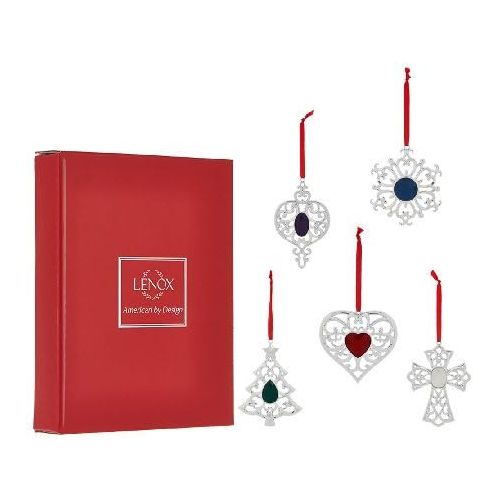 레녹스 Lenox Bejeweled Silverplated Holiday Ornament Set 5 Piece (5)