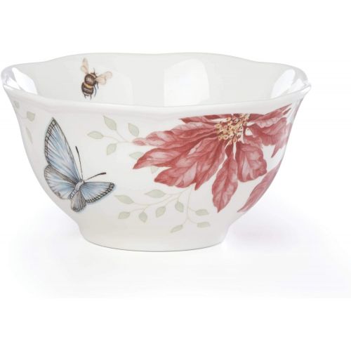 레녹스 Lenox Butterfly Meadow Poinsettia Rice Bowl, 0.67 LB, Red