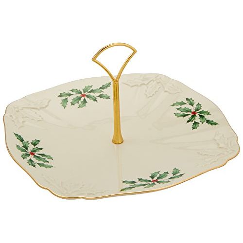 레녹스 Lenox Holiday Archive Dessert Plate with Handle, Ivory