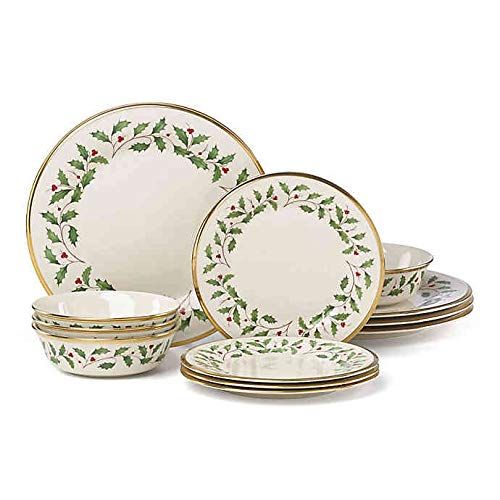 레녹스 Lenox Holiday 12 Piece Dinnerware Set Ivory #61577640