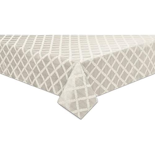 레녹스 Lenox Laurel Leaf 70x144 Oblong Tablecloth, Platinum