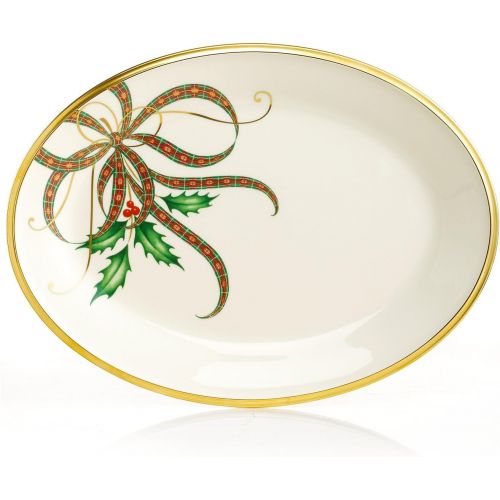 레녹스 Lenox Holiday Nouveau Ribbon 13 Oval Platter