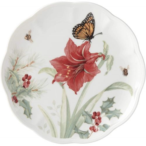 레녹스 Lenox Butterfly Meadow Holiday Amaryllis Accent Plate