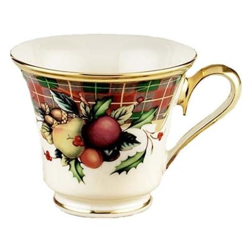 레녹스 Lenox Holiday Tartan Gold Banded Ivory China Cup