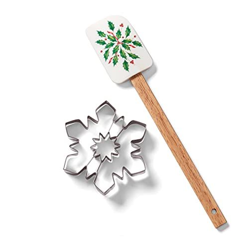 레녹스 Lenox Holiday Spatula with Snowflake Cookie Cutter, 0.35, Multi