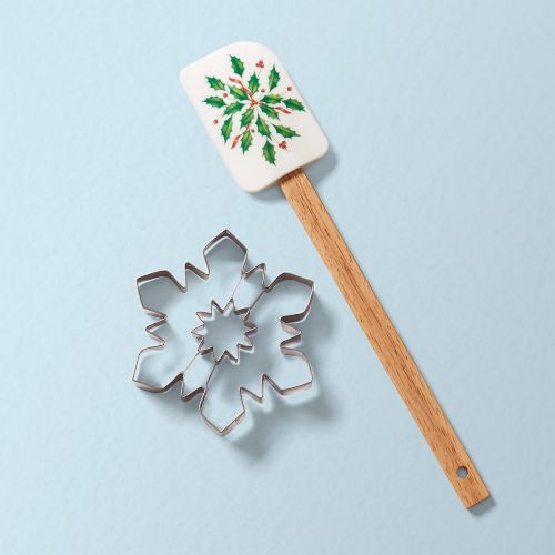 레녹스 Lenox Holiday Spatula with Snowflake Cookie Cutter, 0.35, Multi