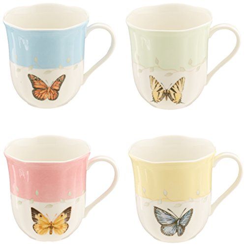 레녹스 Lenox 773903 Butterfly Meadow 4 Piece Mug Set, Multicolor, 1.85 LB