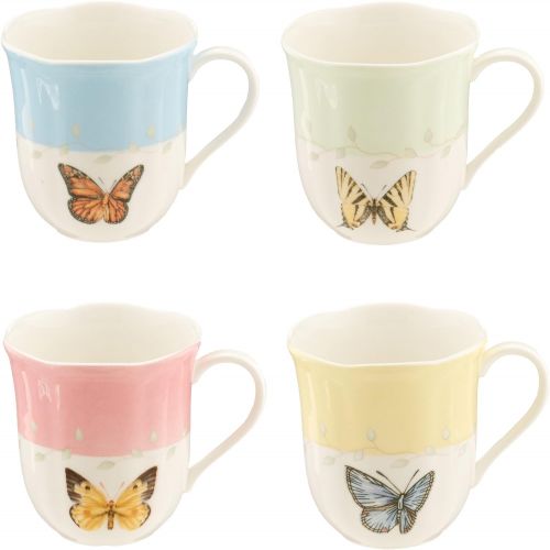 레녹스 Lenox 773903 Butterfly Meadow 4 Piece Mug Set, Multicolor, 1.85 LB