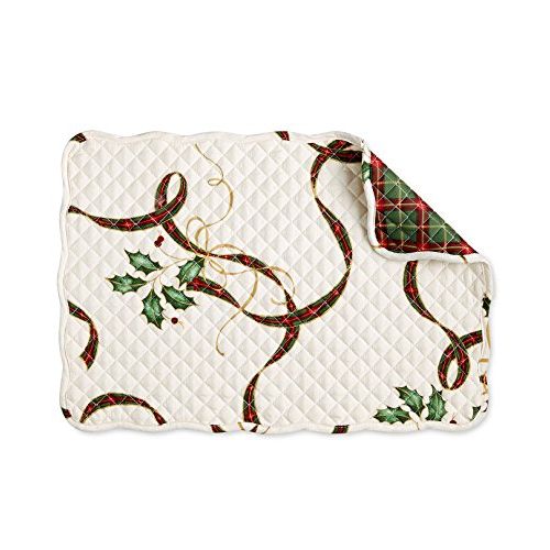 레녹스 Lenox Holiday Nouveau Quilted Reversible Placemats, Set of 4