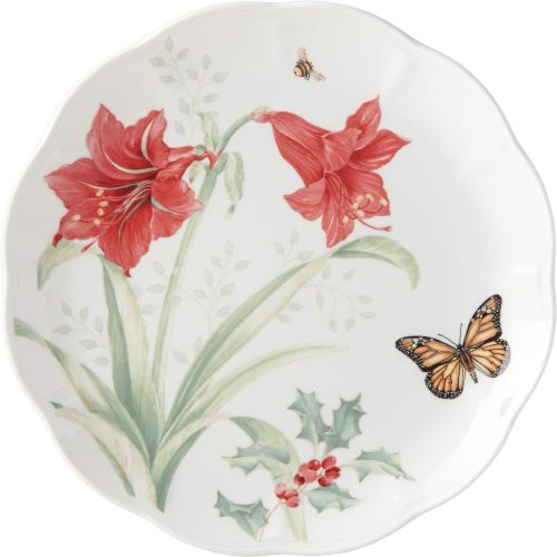 레녹스 Lenox Butterfly Meadow Holiday Amaryllis Dinner Plate