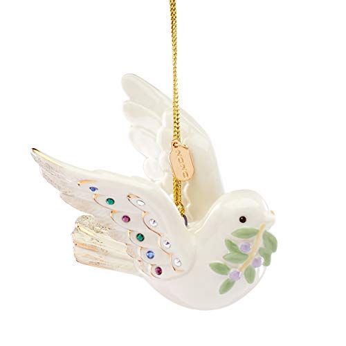 레녹스 Lenox 2020 Holiday Gems Dove Ornament, 0.35 LB, Ivory