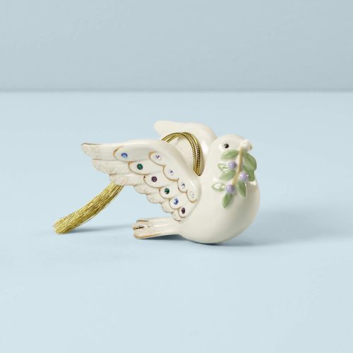 레녹스 Lenox 2020 Holiday Gems Dove Ornament, 0.35 LB, Ivory