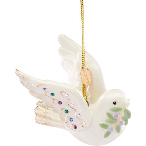 레녹스 Lenox 2020 Holiday Gems Dove Ornament, 0.35 LB, Ivory