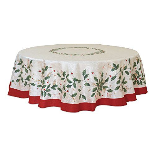 레녹스 Lenox Golden Holly 70 inch Round Tablecloth