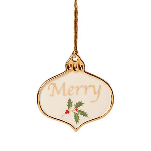 레녹스 Lenox Holiday Merry Ornament Charm, 0.12, Ivory