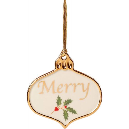 레녹스 Lenox Holiday Merry Ornament Charm, 0.12, Ivory
