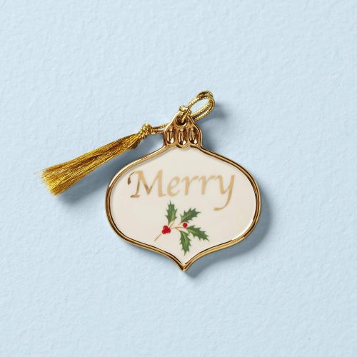 레녹스 Lenox Holiday Merry Ornament Charm, 0.12, Ivory
