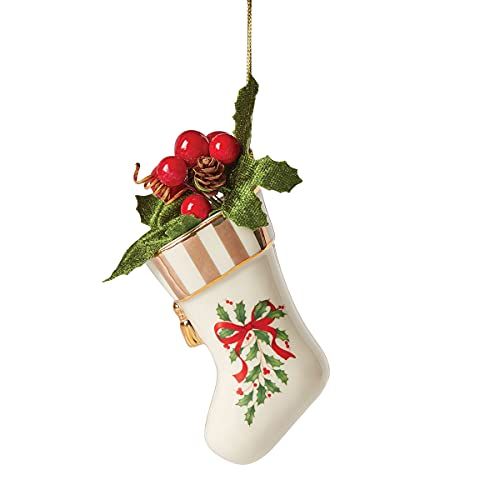 레녹스 Lenox Holiday Stocking Ornament, Red & Green