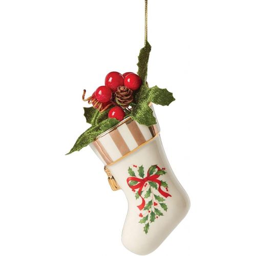 레녹스 Lenox Holiday Stocking Ornament, Red & Green