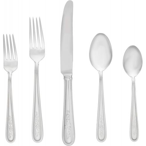 레녹스 Lenox Opal Innocence 20 Piece Flatware Set, Metallic